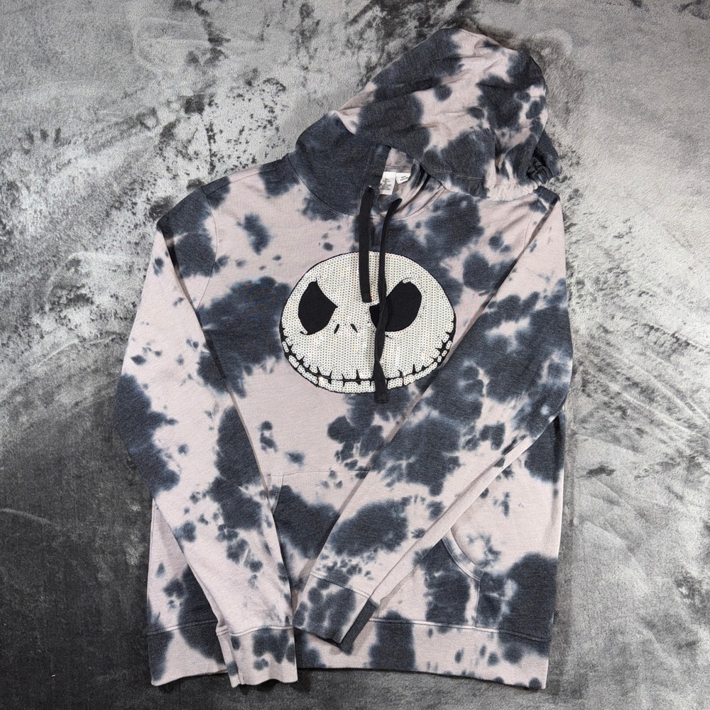 Disney Nightmare Before Christmas Jack Skellington Tie Dye Sequin Hoodie Large